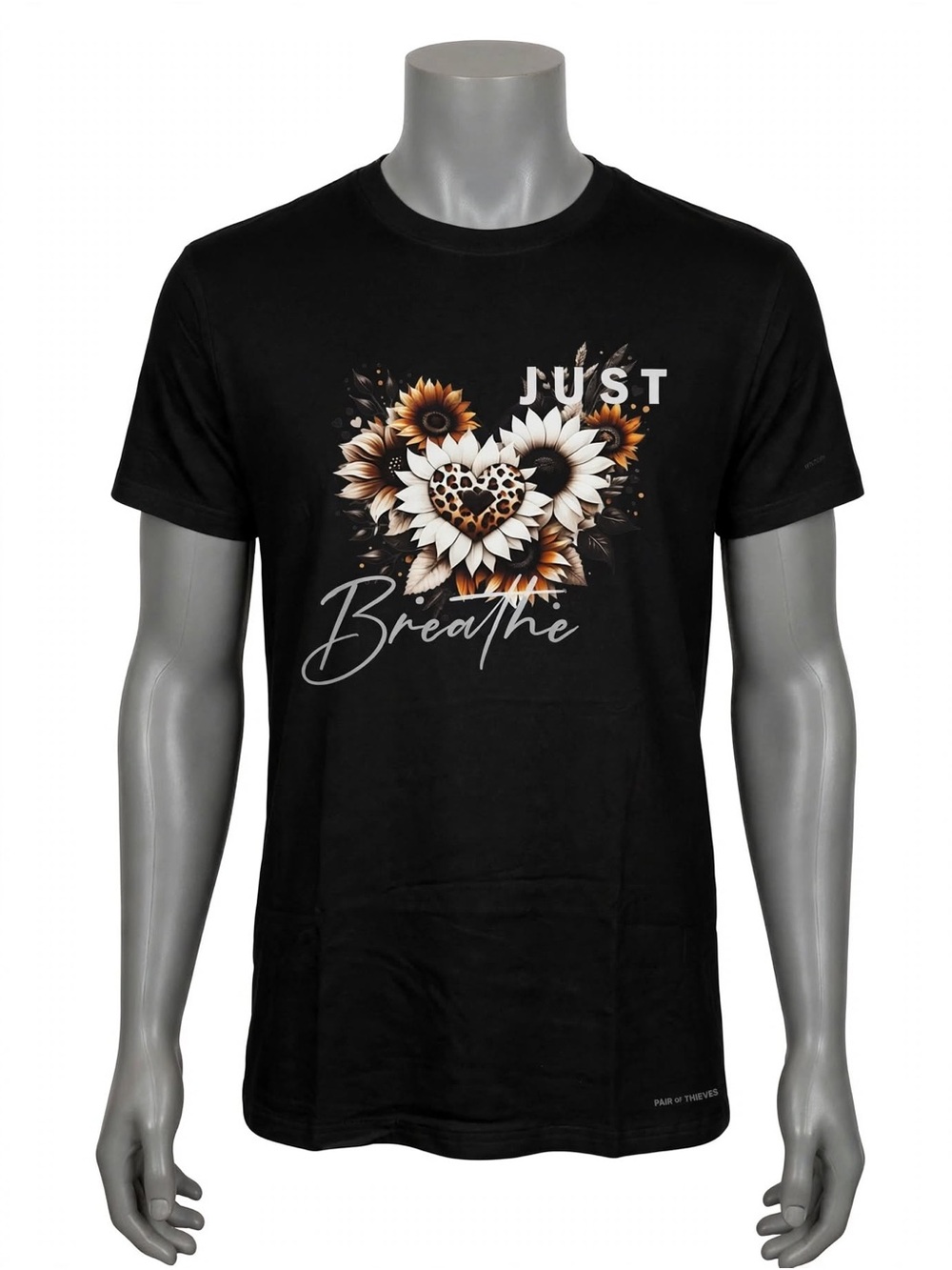 Just Breathe Sunflower Graphic Tee - Black
